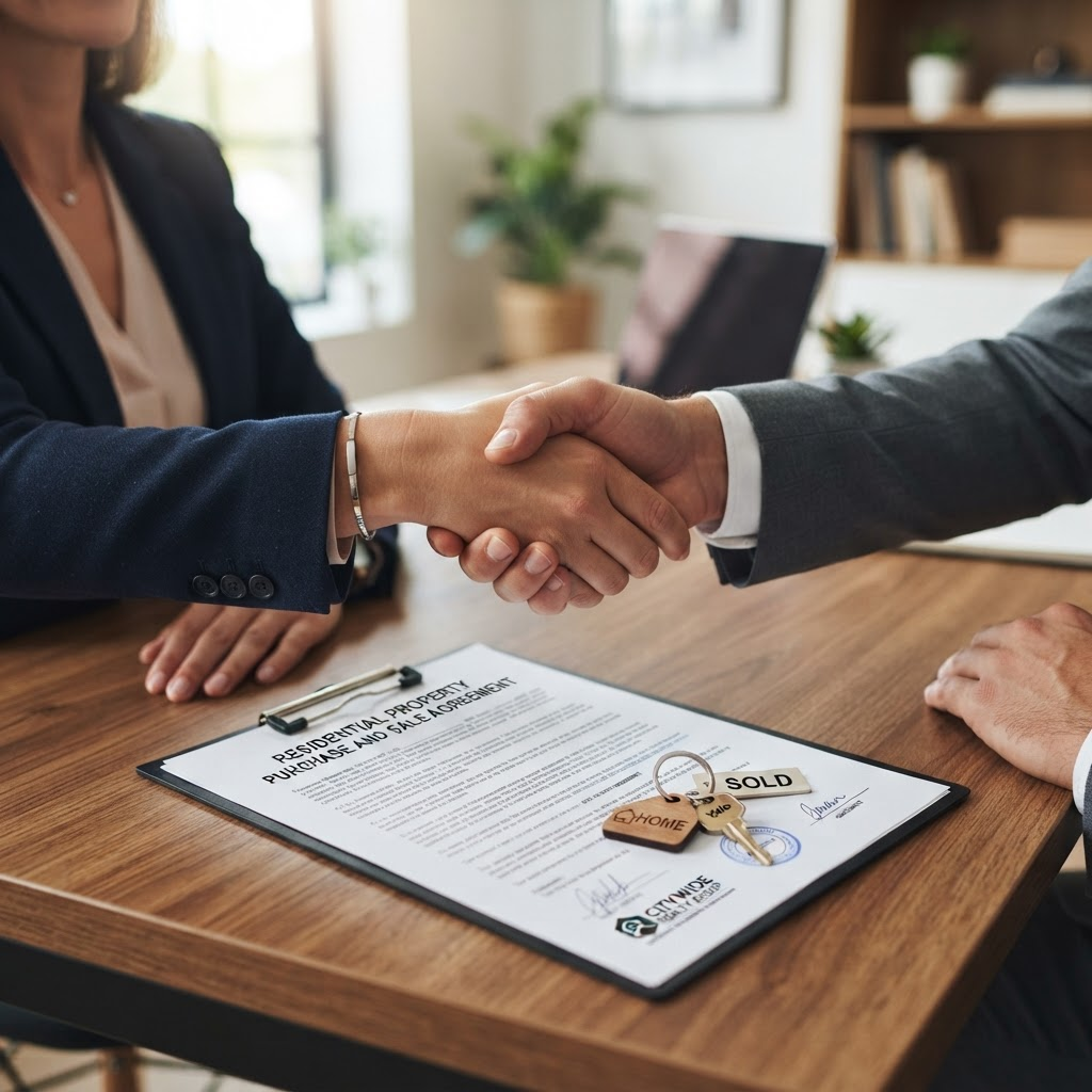 Landlord and tenant completing a tenancy agreement